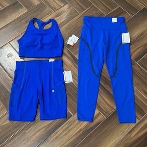 3 piece Workout Set: Bra, Leggings, Biker Shorts